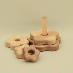 Handmade Ash Wood Flower Stacking Toy Natural Eco Pyramid - thumbnail 2