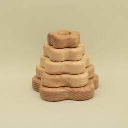Handmade Ash Wood Flower Stacking Toy Natural Eco Pyramid - thumbnail 4