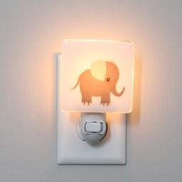 Elephant Fused Glass Nightlight - Nursery Baby Shower Gift Gray Kids Gender Neutral Modern - thumbnail 2