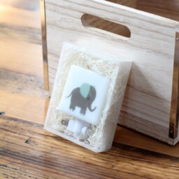 Elephant Fused Glass Nightlight - Nursery Baby Shower Gift Gray Kids Gender Neutral Modern - thumbnail 3