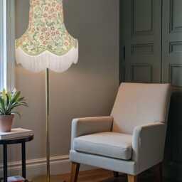 William Morris Sage Green Orchid Buttercup Lampshade Handmade Fringed Light Shade - thumbnail 3