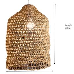 Palm Net Basket Pendant Light Shade - Bohemian Coastal Lighting - thumbnail 4