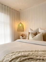 Palm Net Basket Pendant Light Shade - Bohemian Coastal Lighting - thumbnail 1