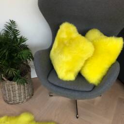 Yellow Sheepskin Rug, Lemon Sheepskin, Xxl Rug , Large Quad, Throw, Interior Decor, Carpet Fur - thumbnail 4