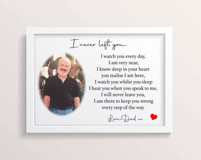 Personalised Memorial Keepsake Photo Frame Of A Loved One A4 Size , I Never Left You , Gift , in Loving Memory Heaven - image 1