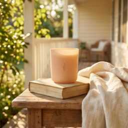 Citrine Crystal Soy Candle, Wooden Wick, Bergamot Guava Scent, Self Care, Hand Poured - thumbnail 4