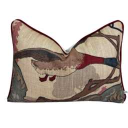 Mulberry Flying Ducks Lumbar Camel Grey Luxury Designer Decorative Cushion Pillow Cover - thumbnail 1