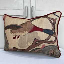 Mulberry Flying Ducks Lumbar Camel Grey Luxury Designer Decorative Cushion Pillow Cover - thumbnail 2