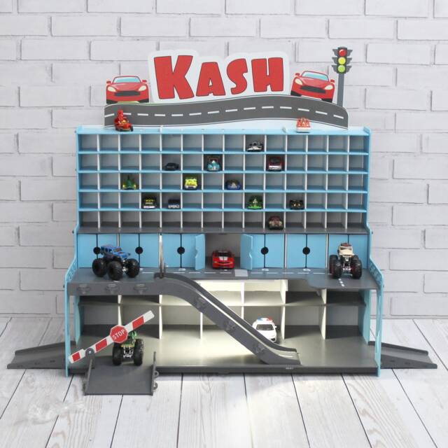 Handmade Wooden Toy Car Garage - 91 Display Playset - image 1