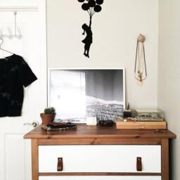 Banksy Wall Decal Flying Balloon Girl - Street Art Sticker, Graffiti Art, With Balloons Mural, Office & Home Decor - thumbnail 3