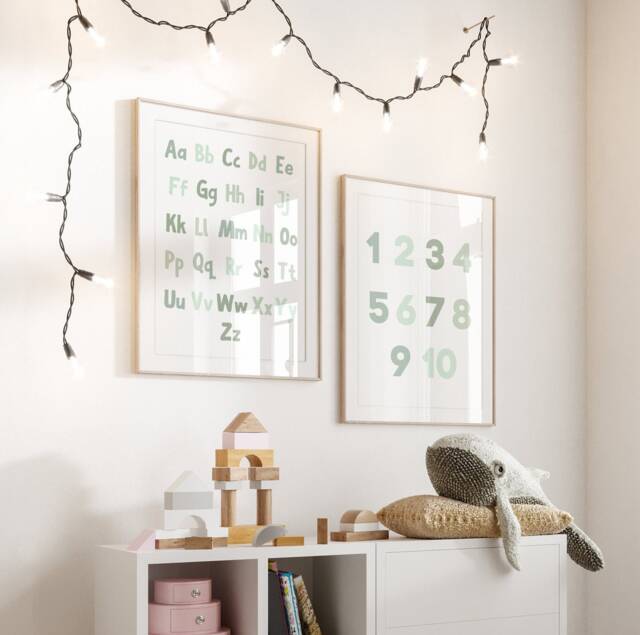 Sage Green Alphabet & Number Print, Abc 123 Boys Nursery, Room Wall Art, Boy Bedroom Prints, Educational Children's Prints - image 1