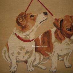 Pair Jack Russells Leash Tapestry Cushion Cover Sham - thumbnail 2