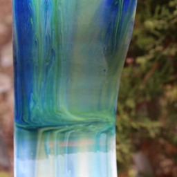 "Modern Abstract Wood Aluminum Artist Sculpture ""Bluetower" - thumbnail 4