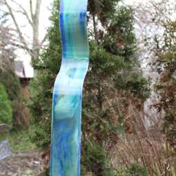 "Modern Abstract Wood Aluminum Artist Sculpture ""Bluetower" - thumbnail 3