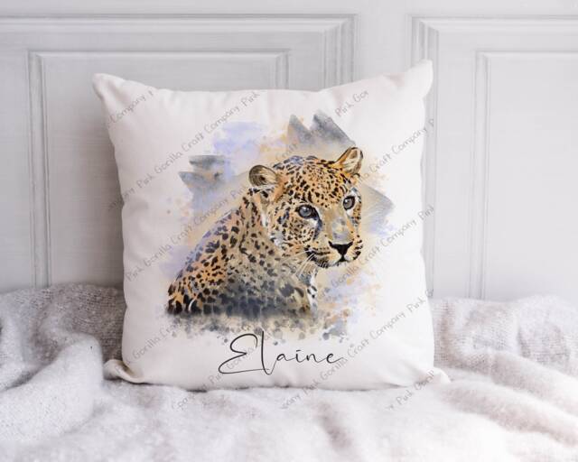 Leopard Cushion, Pillow, Safari Cushion, Gift, Gift For Him, Lover, Mum, Her - image 1