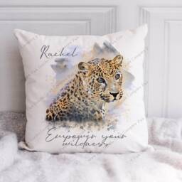 Leopard Cushion, Pillow, Safari Cushion, Gift, Gift For Him, Lover, Mum, Her - thumbnail 3