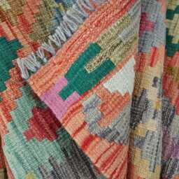 Tribal Runner Rug, Handmade Artisan Afghan Turkish, Scandinavian, Navajo, Bohemian Flatweave, Wool Kilim Rug 298x82 cm - thumbnail 4