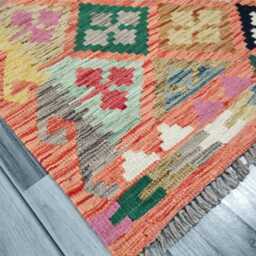 Tribal Runner Rug, Handmade Artisan Afghan Turkish, Scandinavian, Navajo, Bohemian Flatweave, Wool Kilim Rug 298x82 cm - thumbnail 3