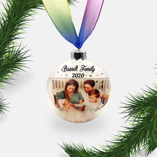 Personalised Ornament - Custom Bauble Photo Family Children Glass Christmas - image 1