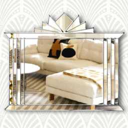 Hobart Original Handcrafted Art Deco Fan Over Mantle Wall Mirror in Black - thumbnail 3