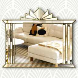 Hobart Original Handcrafted Art Deco Fan Over Mantle Wall Mirror in Black - thumbnail 4