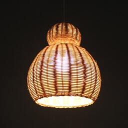 Handwoven Rattan Gourd Pendant Light, Bohemian Chandelier - thumbnail 2
