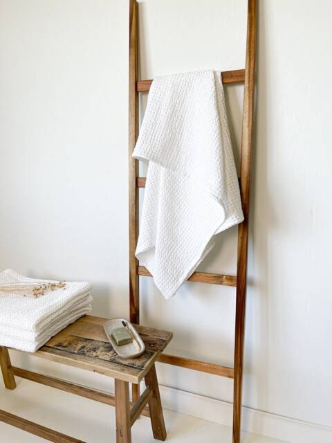 White Waffle Towel Set, Bathroom Towel, Linen Body Large Bath Sauna - image 1