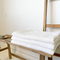 White Waffle Towel Set, Bathroom Towel, Linen Body Large Bath Sauna - thumbnail 2