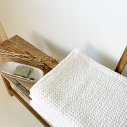White Waffle Towel Set, Bathroom Towel, Linen Body Large Bath Sauna - thumbnail 3