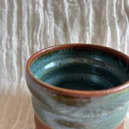 Earth Bubble Tumbler, Handmade Glazed Pot, 300Ml Vessel, Unique British Gift, Handcrafted Plant Whiskey Tumbler - thumbnail 2
