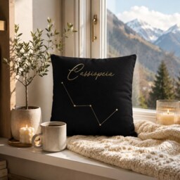 Cassiopeia Constellation Pillow, Zodiac Throw Astronomy Cushion, Star Map Decor, Astrology Gift, Celestial Home Decor - thumbnail 2