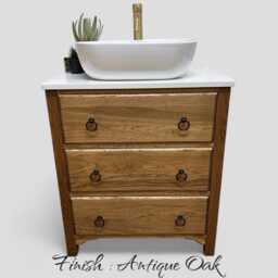 Ledbury - Solid Oak 3 Drawer Chest Handmade Bathroom Vanity Unit Classic Built Furniture - thumbnail 2