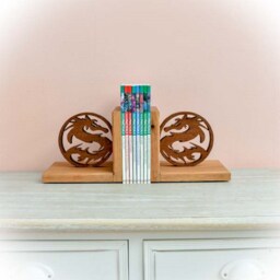 Handmade Wooden Dragon Bookends - Fantasy Silhouettes in Sapele & Oak - thumbnail 2