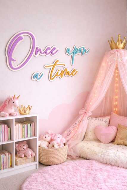 Once Upon A Time Wall Sign - Sweet Pastels Nursery Decor - image 1