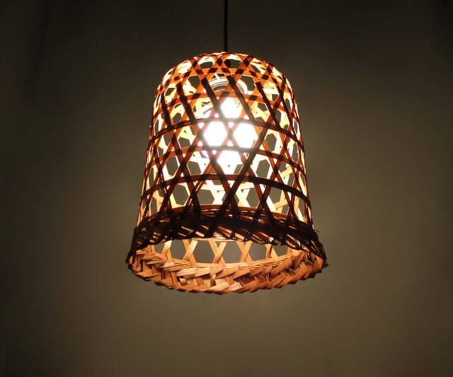 Woven Bamboo Basket Pendant Light - Bohemian Style - image 1