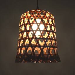 Woven Bamboo Basket Pendant Light - Bohemian Style - thumbnail 3