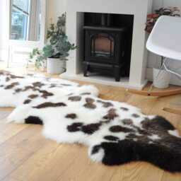 100% British Jacob Undyed Rare Breed Sheepskin Double Rug - Handmade in Somerset - thumbnail 3