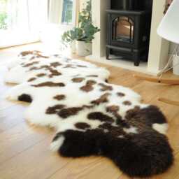 100% British Jacob Undyed Rare Breed Sheepskin Double Rug - Handmade in Somerset - thumbnail 4