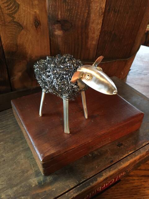 Sheep Silverware Sculpture Farm Art Silver-Plate Brillo - image 1