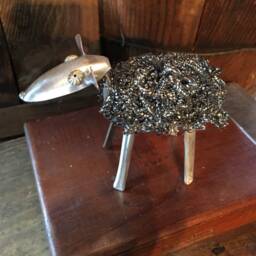 Sheep Silverware Sculpture Farm Art Silver-Plate Brillo - thumbnail 2
