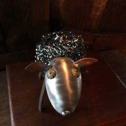 Sheep Silverware Sculpture Farm Art Silver-Plate Brillo - thumbnail 3