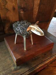 Sheep Silverware Sculpture Farm Art Silver-Plate Brillo - thumbnail 1