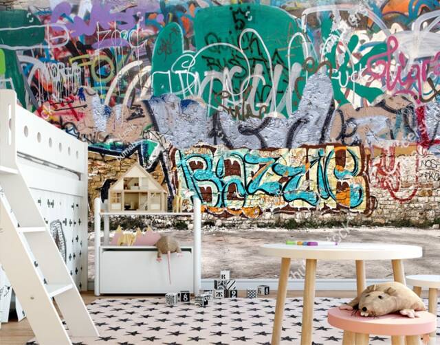 Graffiti Art Wallpaper 3D Wall Sticker Decor Street Mural Vinyl Exclusive Design Photo - image 1
