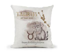 Personalised Cushion Taurus Zodiac Sign Birthday Gift Astrology.constellations. Star Sign. April 20Th - May 20Th.. Friend, Mum, Nan, Sister - thumbnail 1