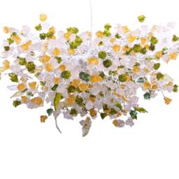 Hanging Chandeliers With Orange Clear & Green Color Flowers Leaves For Dining Room, Bedroom Or Living Room - thumbnail 2