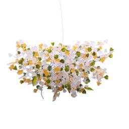 Hanging Chandeliers With Orange Clear & Green Color Flowers Leaves For Dining Room, Bedroom Or Living Room - thumbnail 3