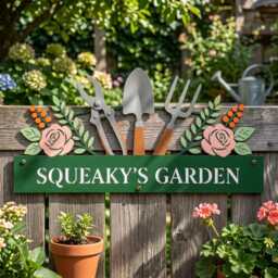 Personalised Metal Garden Sign, Custom Name Sign, Decor, Gardener Sign, Garden Wall Art, Yard Decor, Gardening Gifts For Dad - thumbnail 2