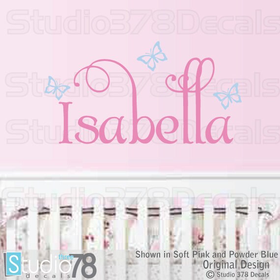 Personalized Girls Name Vinyl Wall Decal - Nursery Decor With Butterflies - image 1