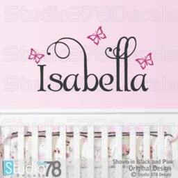 Personalized Girls Name Vinyl Wall Decal - Nursery Decor With Butterflies - thumbnail 3