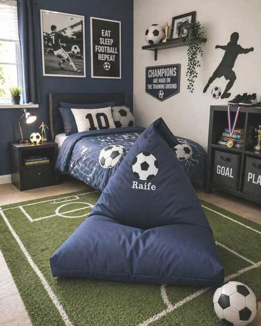 Football Bean Bag Personalised, Child's Handmade Furniture, Gift For Boys - image 1